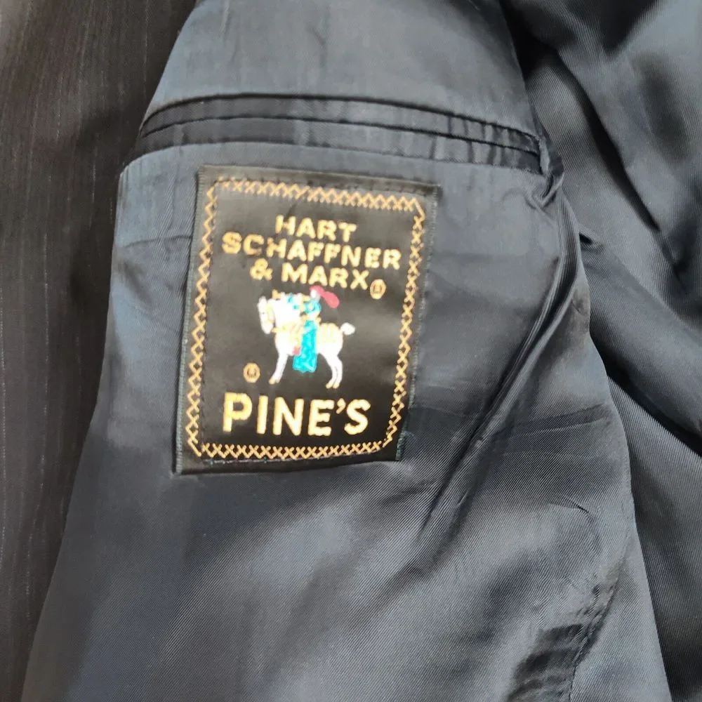 Hart Schaffner & Marx Pine's Men Size 42S Black Pinstripe Wool‎ Blazer